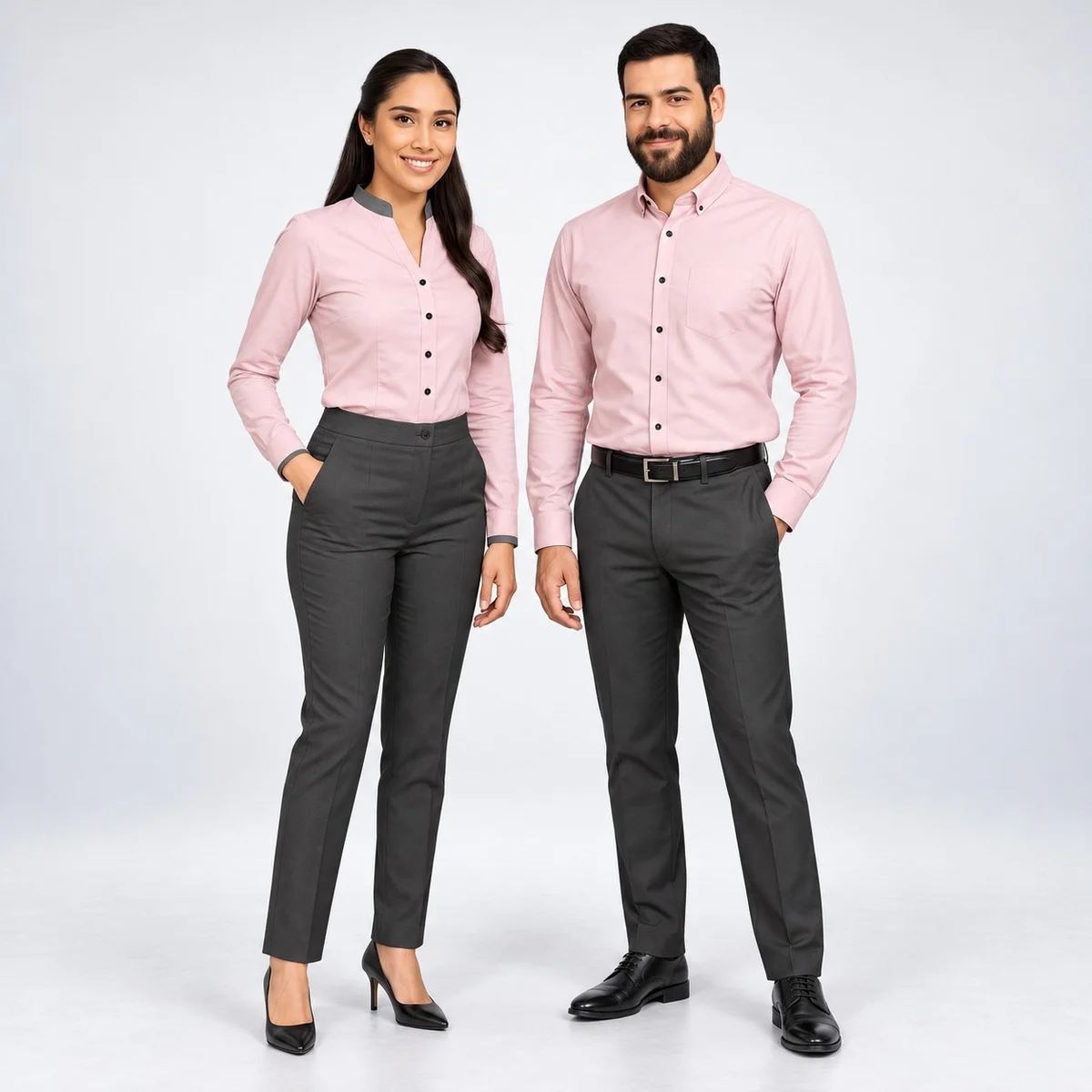 Corporate Pink and Dark Grey Uniform Set