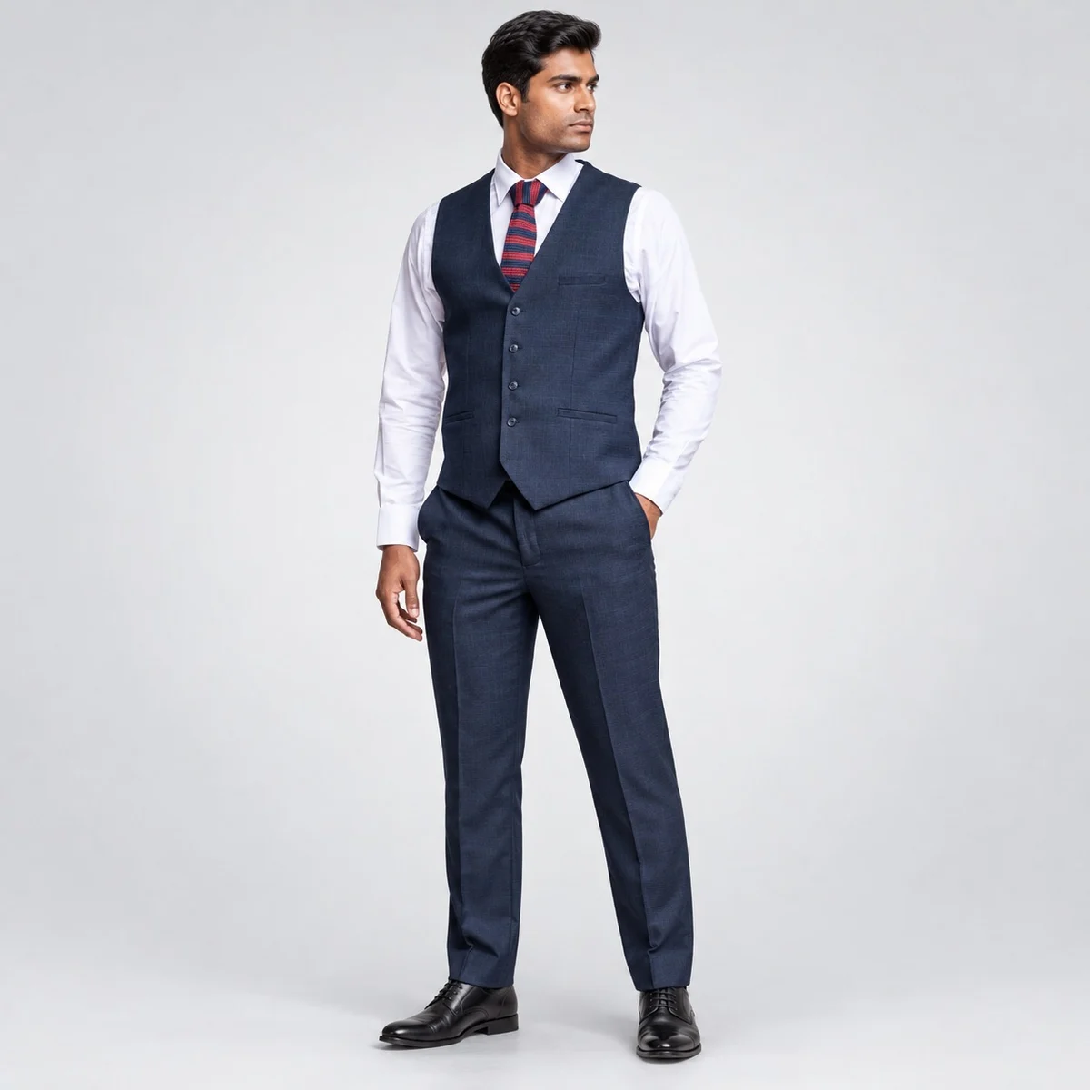 Mens Navy Blue Three-Piece Corporate Uniform Set
