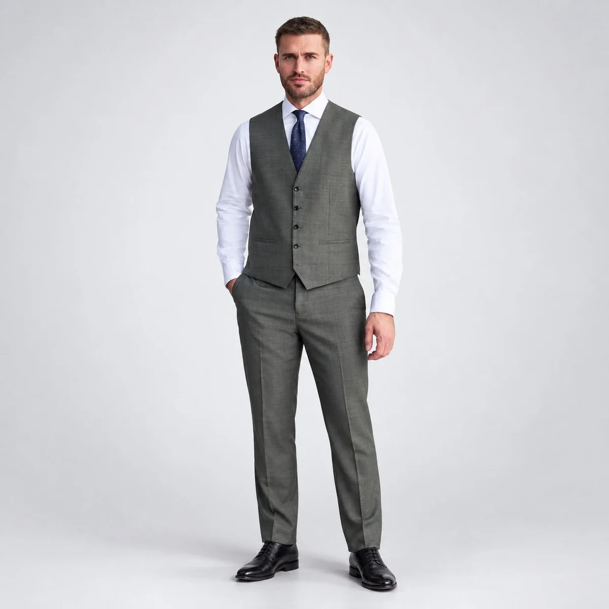 Grey Corporate Three-Piece Suit Set