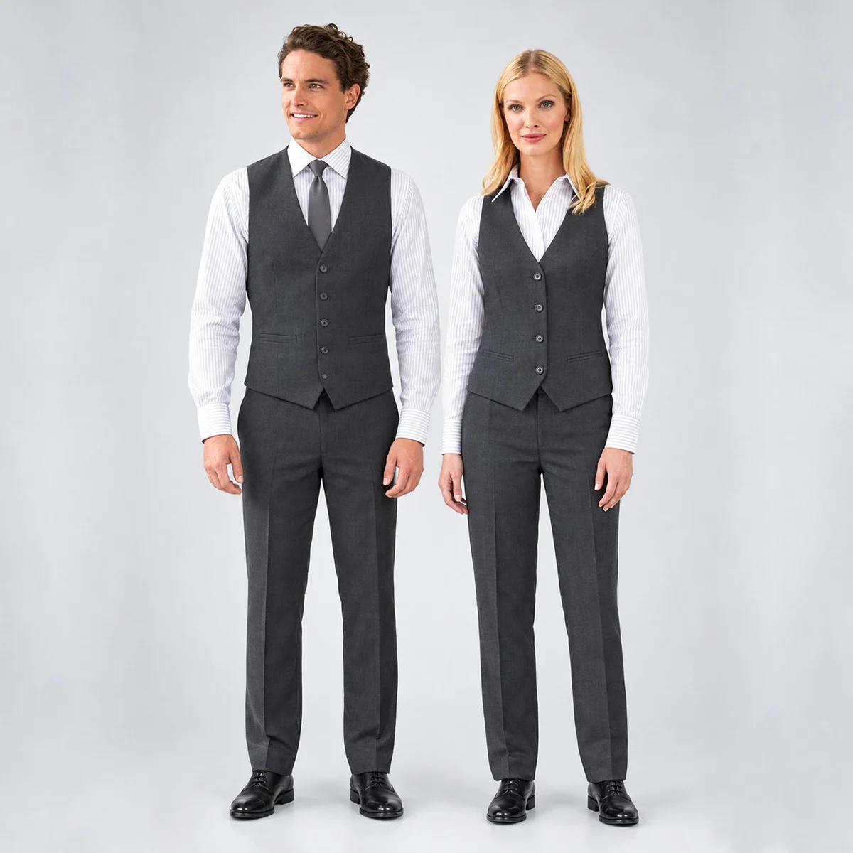 Charcoal Grey Corporate Vest And Trouser Set