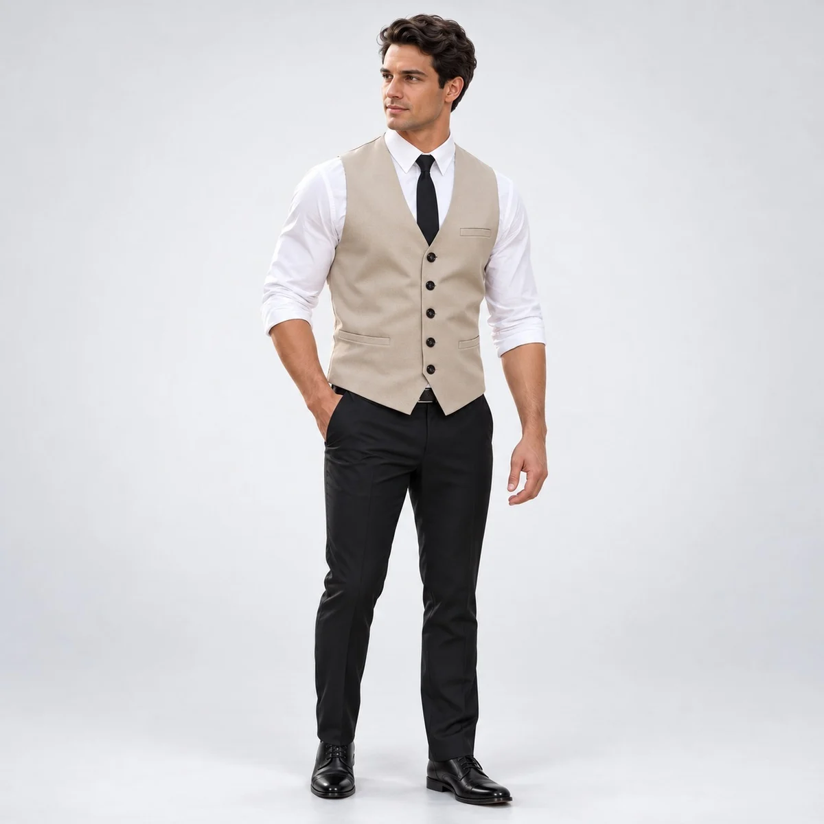 Mens Beige Waistcoat Hotel Uniform Set