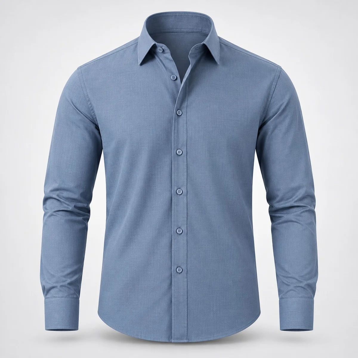 Mens Blue Poly-Cotton Formal Shirt