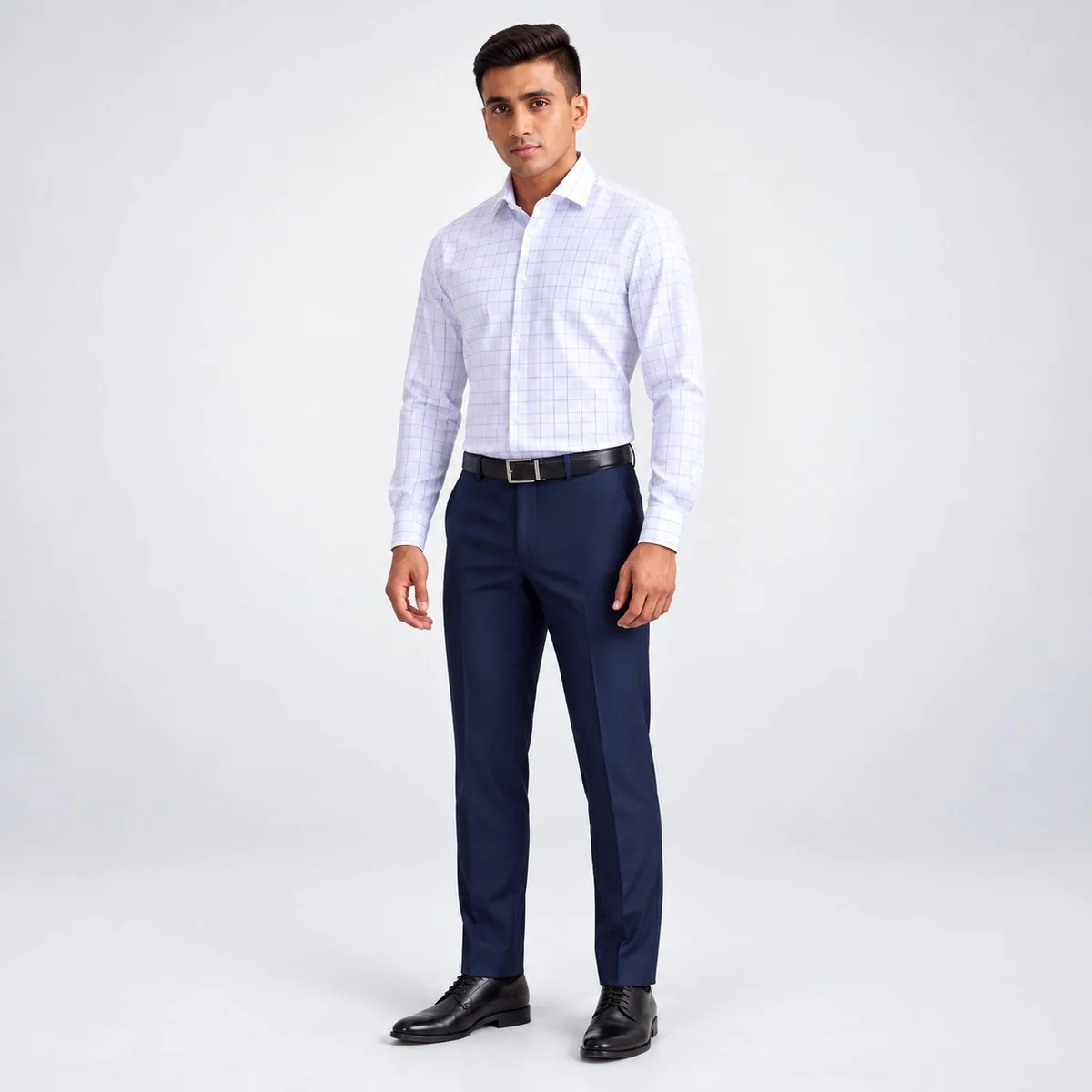 Mens Checked Corporate Shirt And Trouser Set