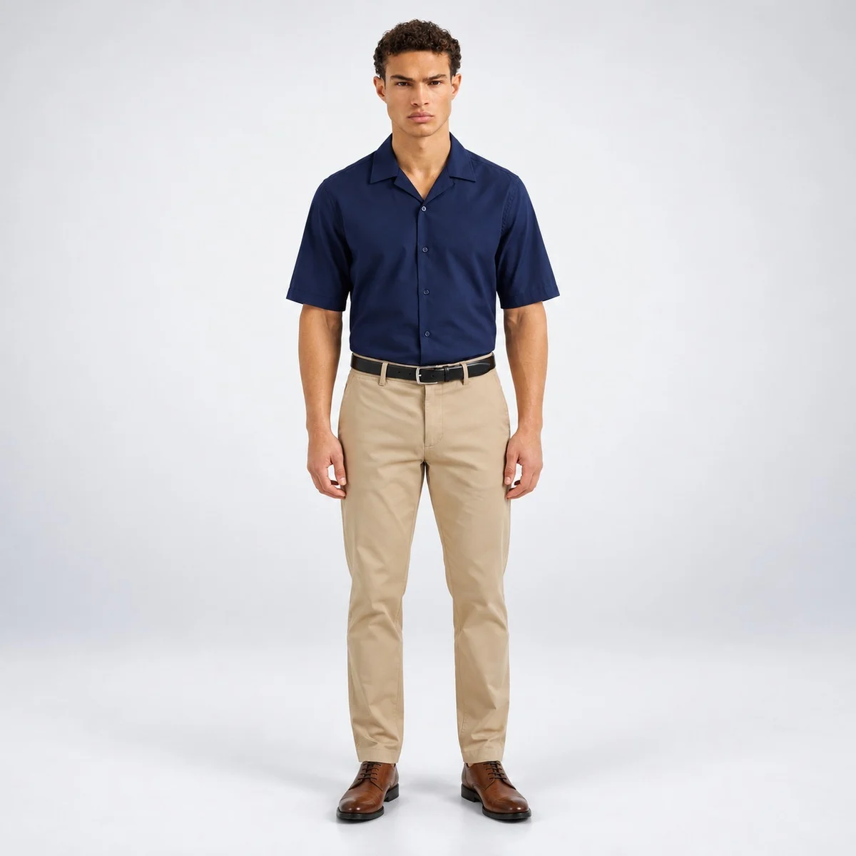 Navy Blue and Khaki Hotel Staff Uniform Set