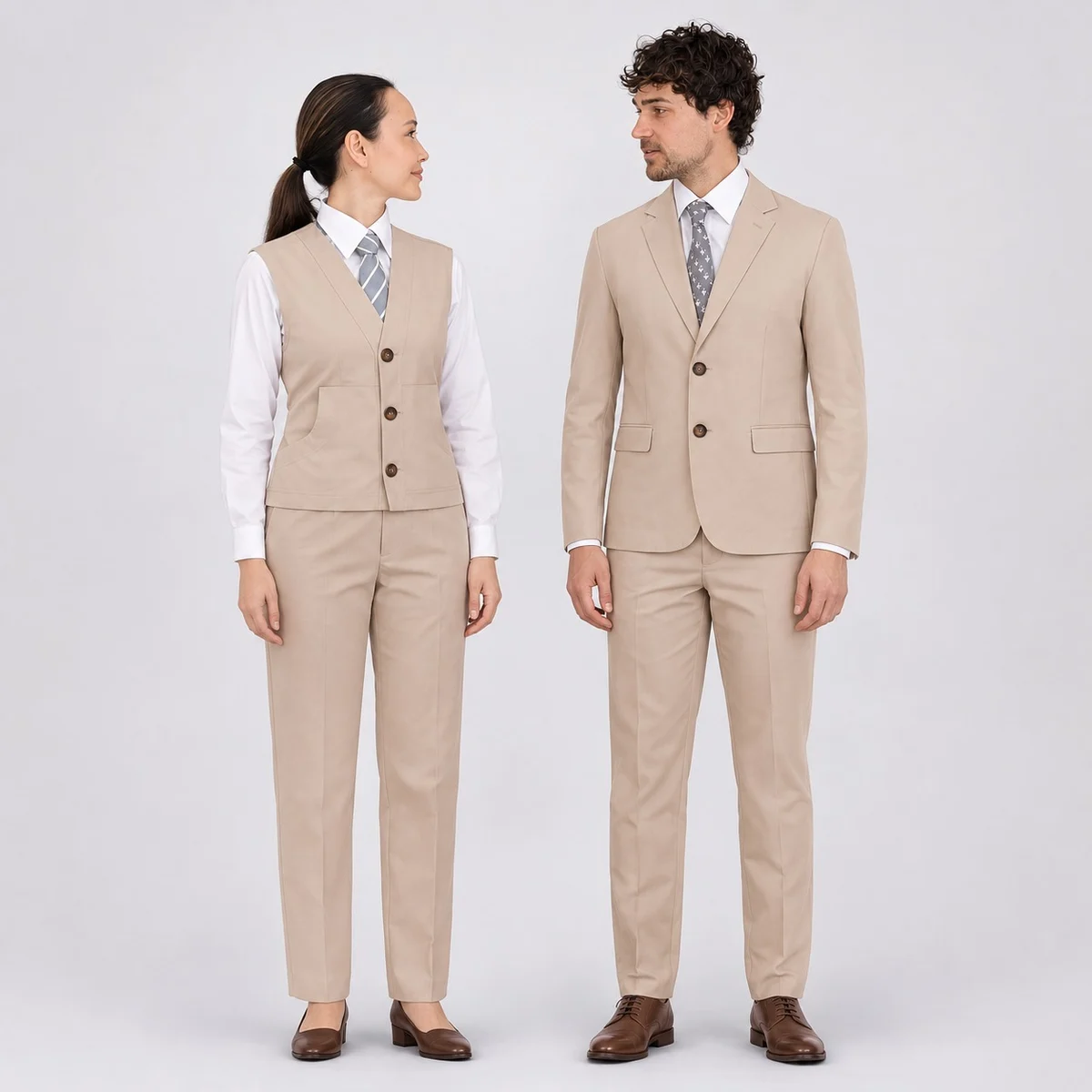 Beige Corporate and Hospitality Uniform Set