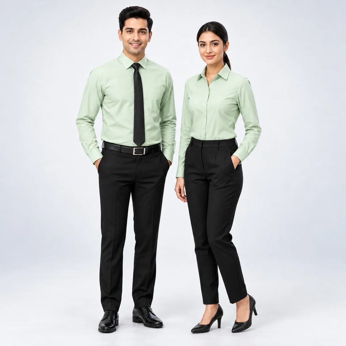 Light Green and Black Corporate Uniform Set