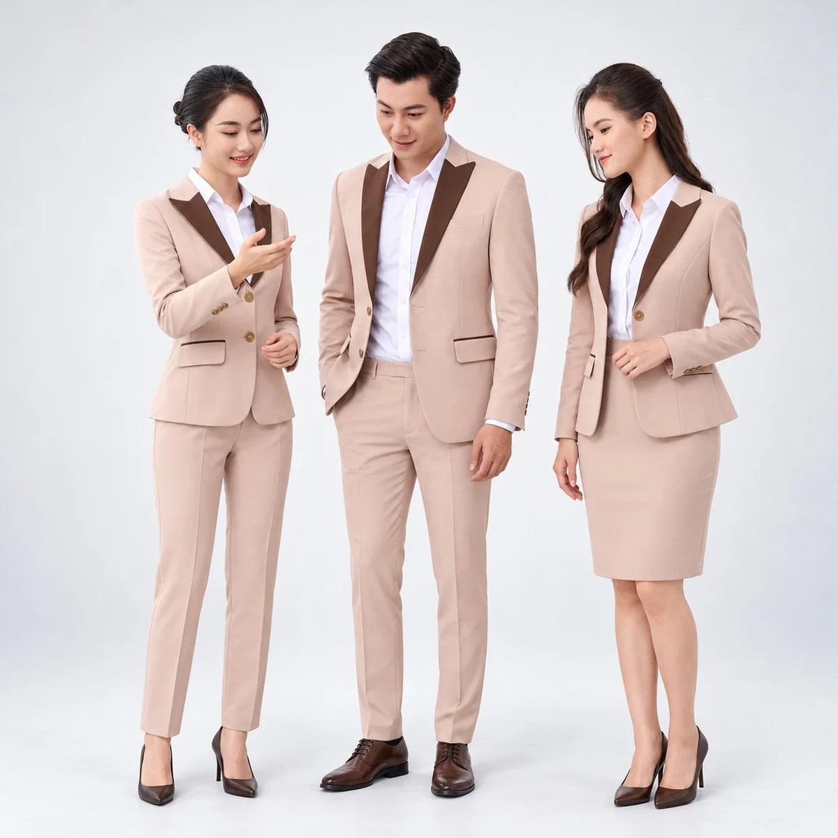 Beige and Brown Hotel Formal Suit Set