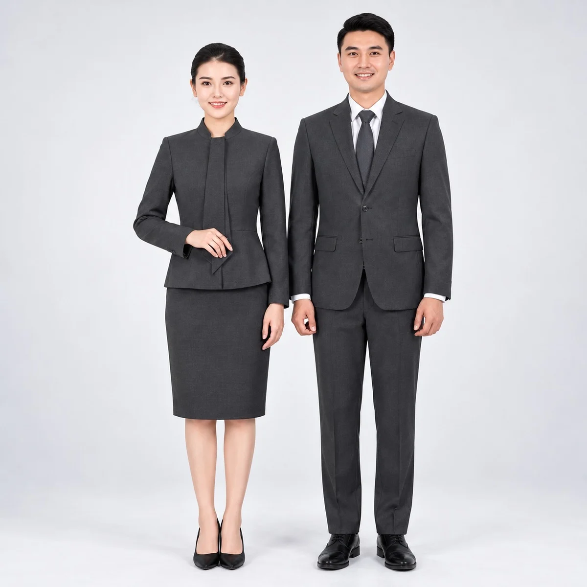 Charcoal Grey Poly-Cotton Formal Corporate Suit Set