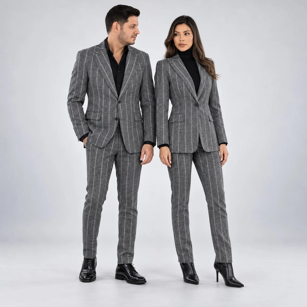 Grey Pinstripe Formal Suit Set