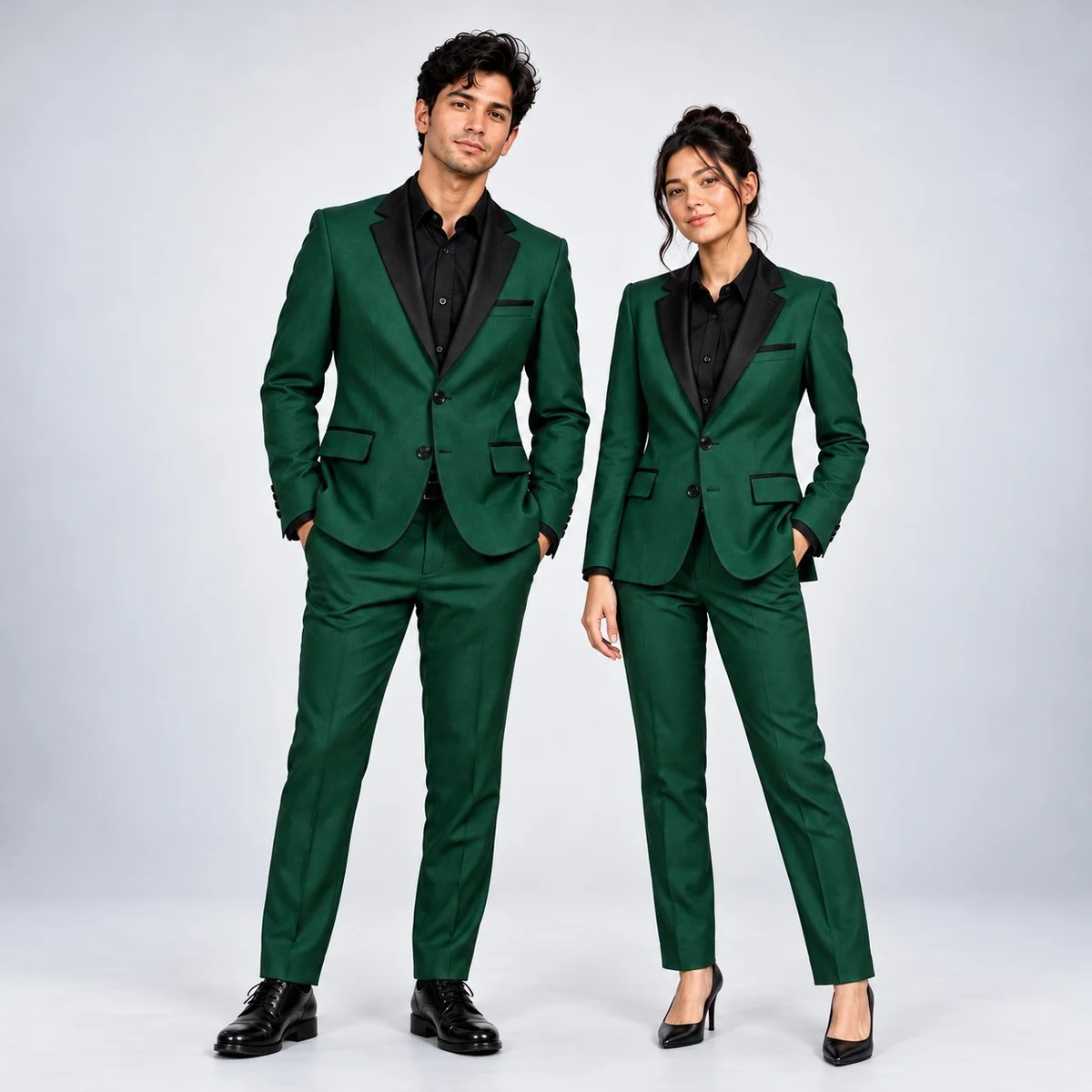 Green and Black Hotel Uniform Suit Set