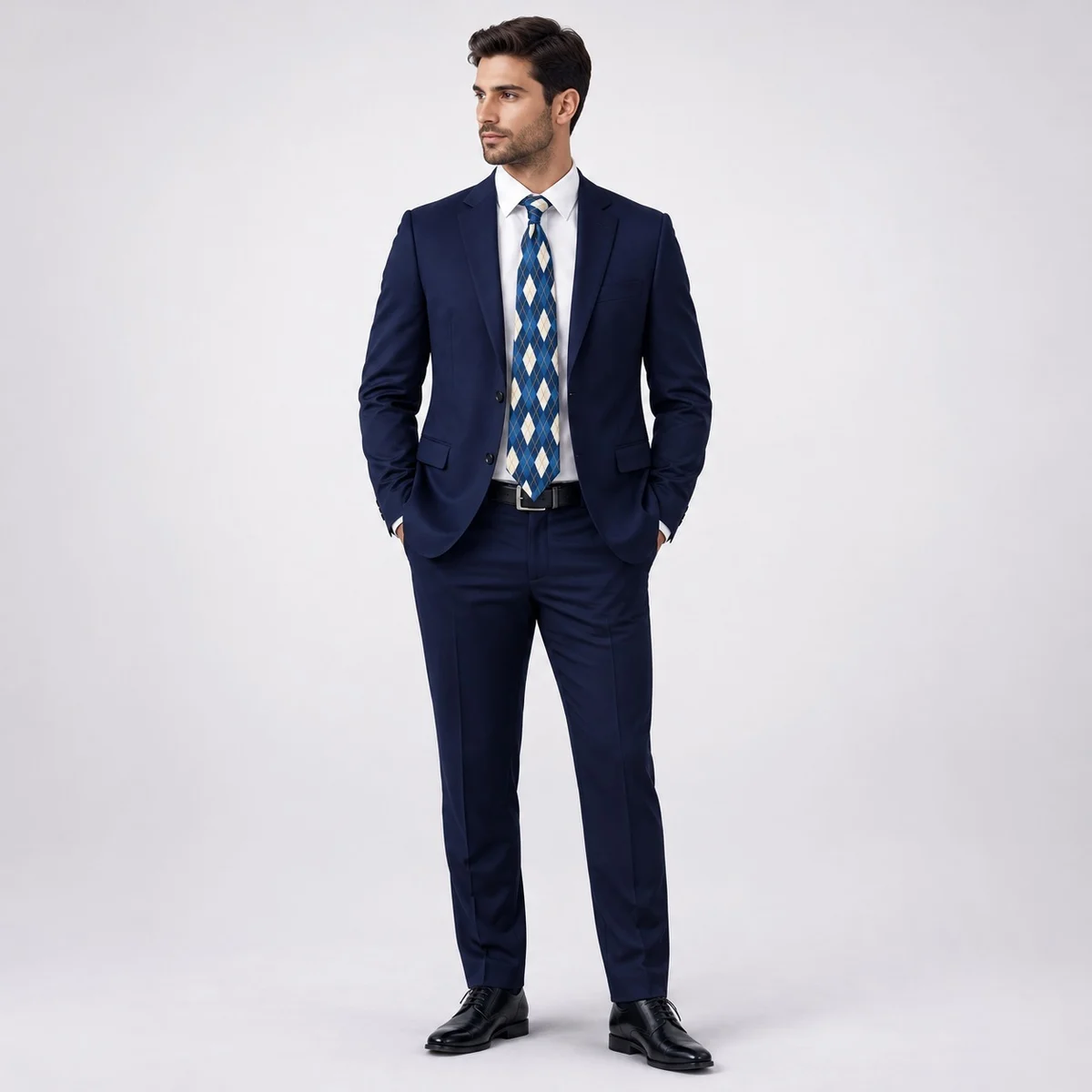 Mens Navy Blue Two-Piece Corporate Suit