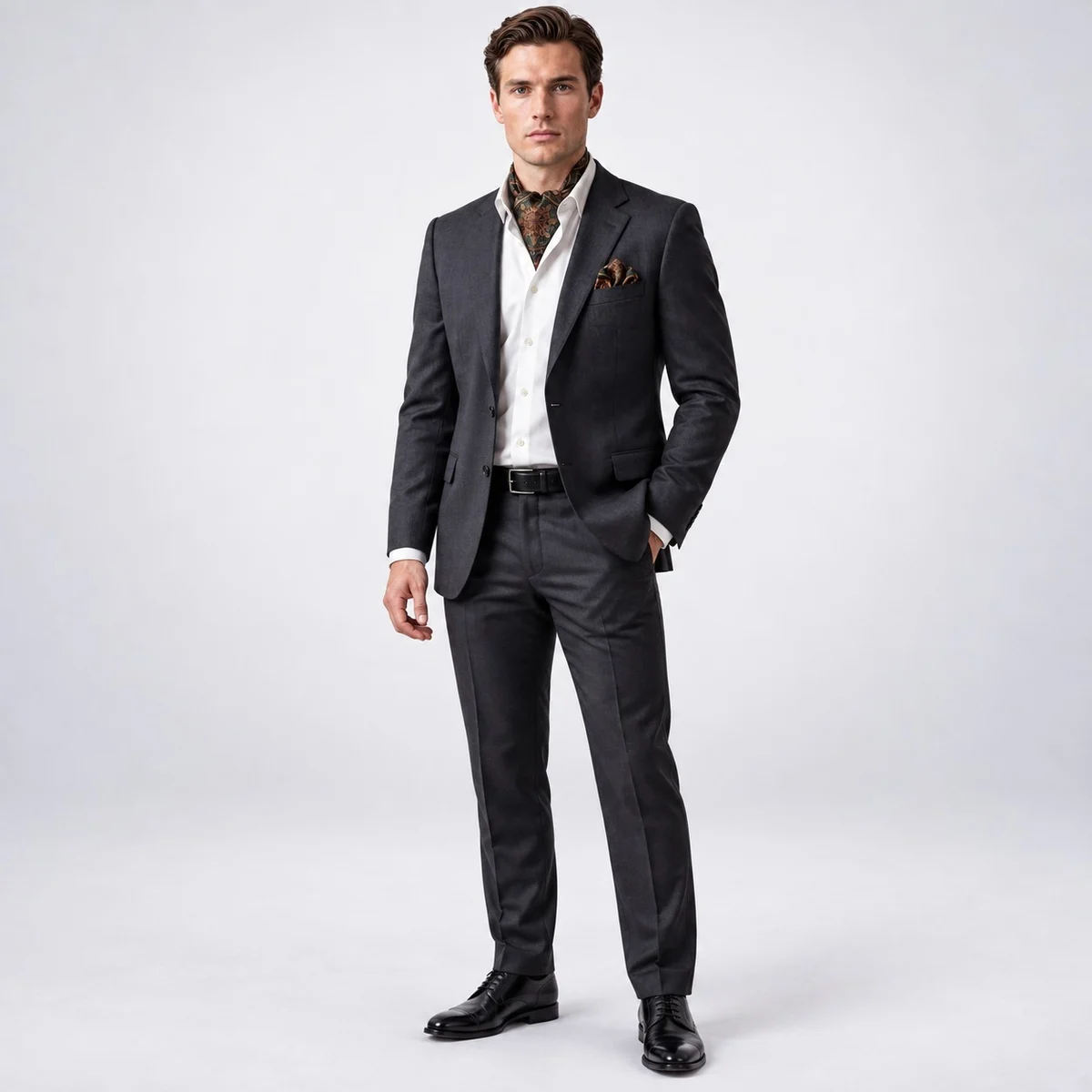 Mens Charcoal Grey Wool Blend Corporate Suit Set