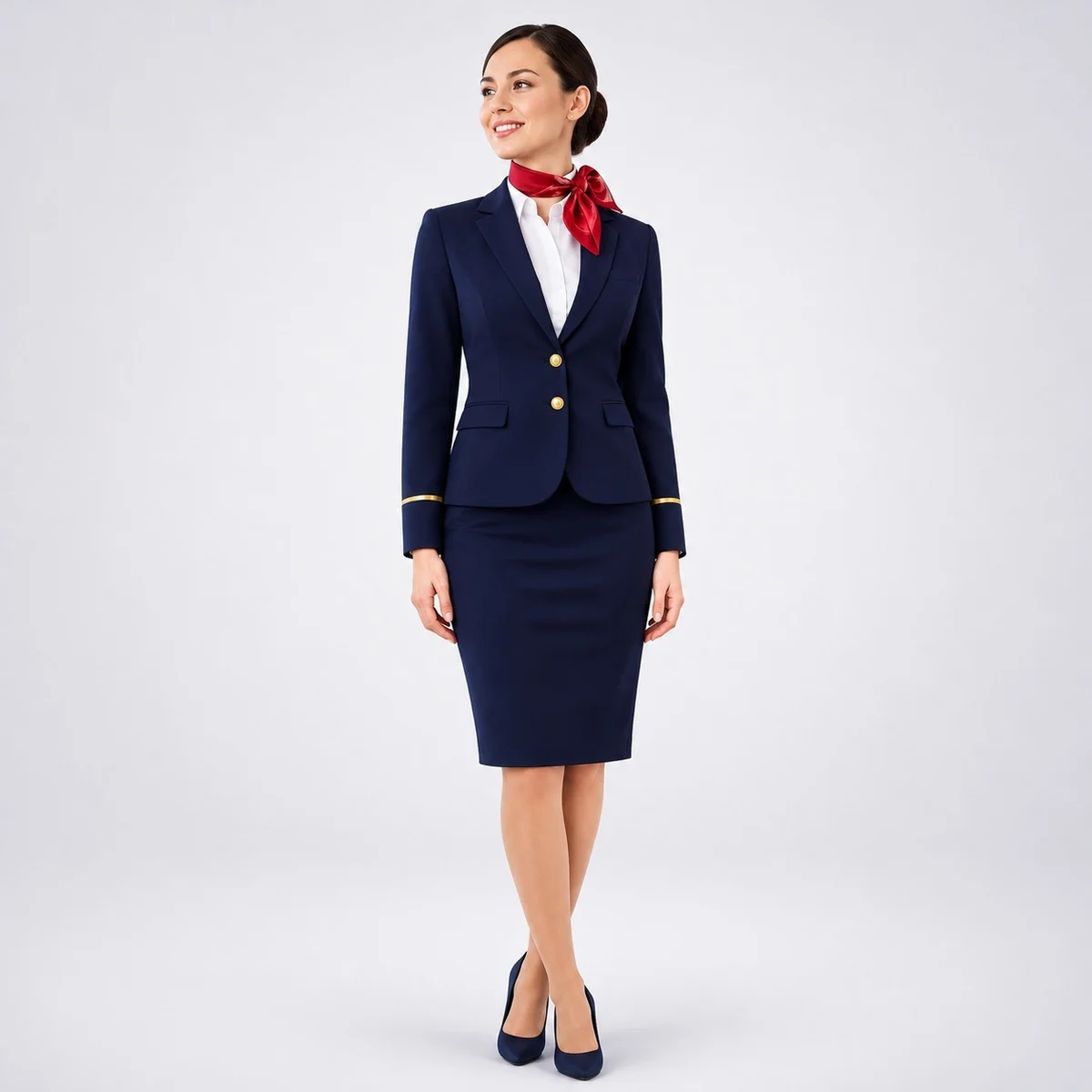 Womens Navy Blue Airline Uniform Set