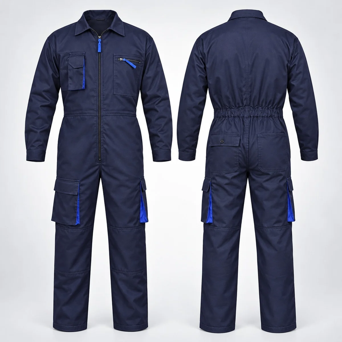 Navy Blue Industrial Coverall with Utility Pockets