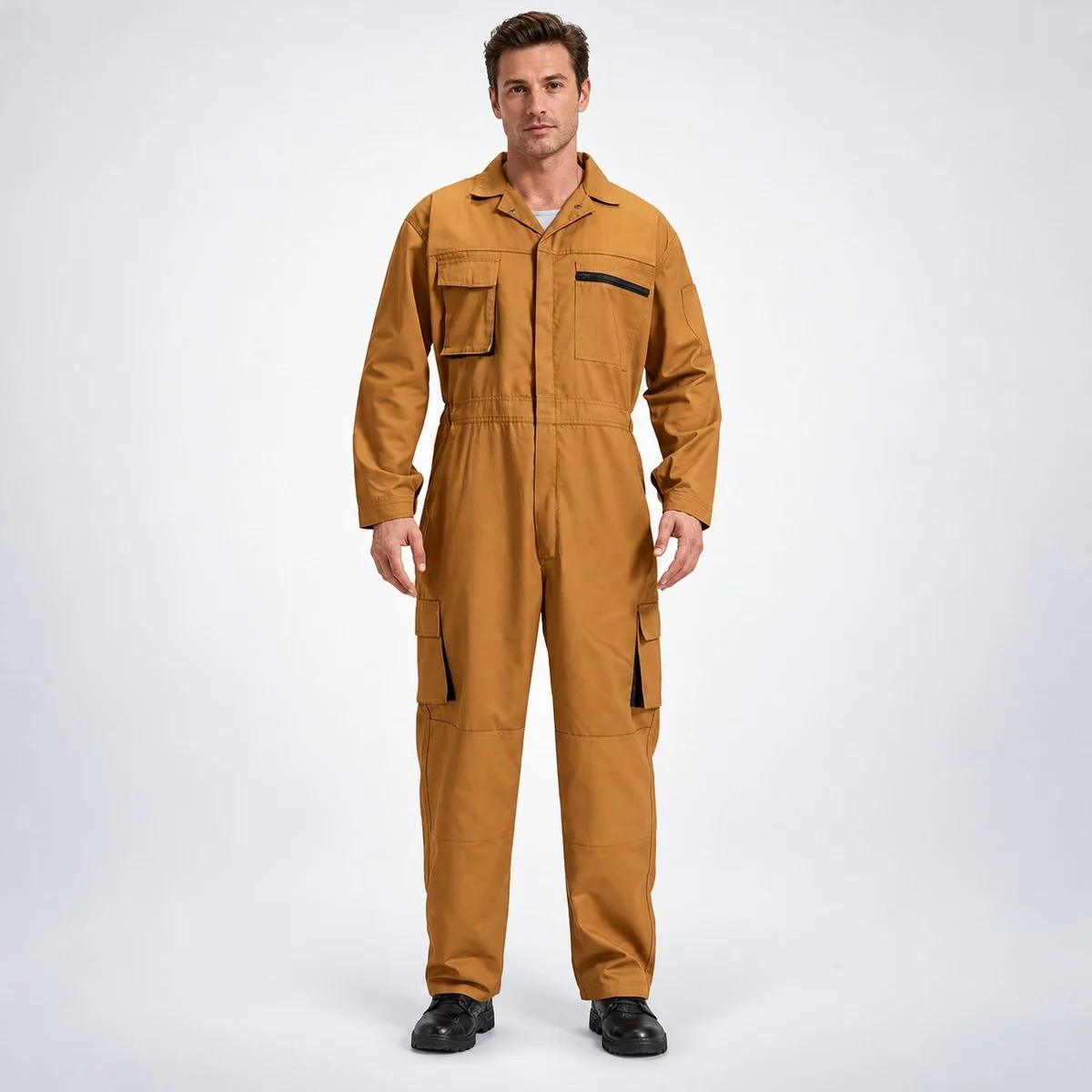 Tan Cotton Twill Industrial Coverall