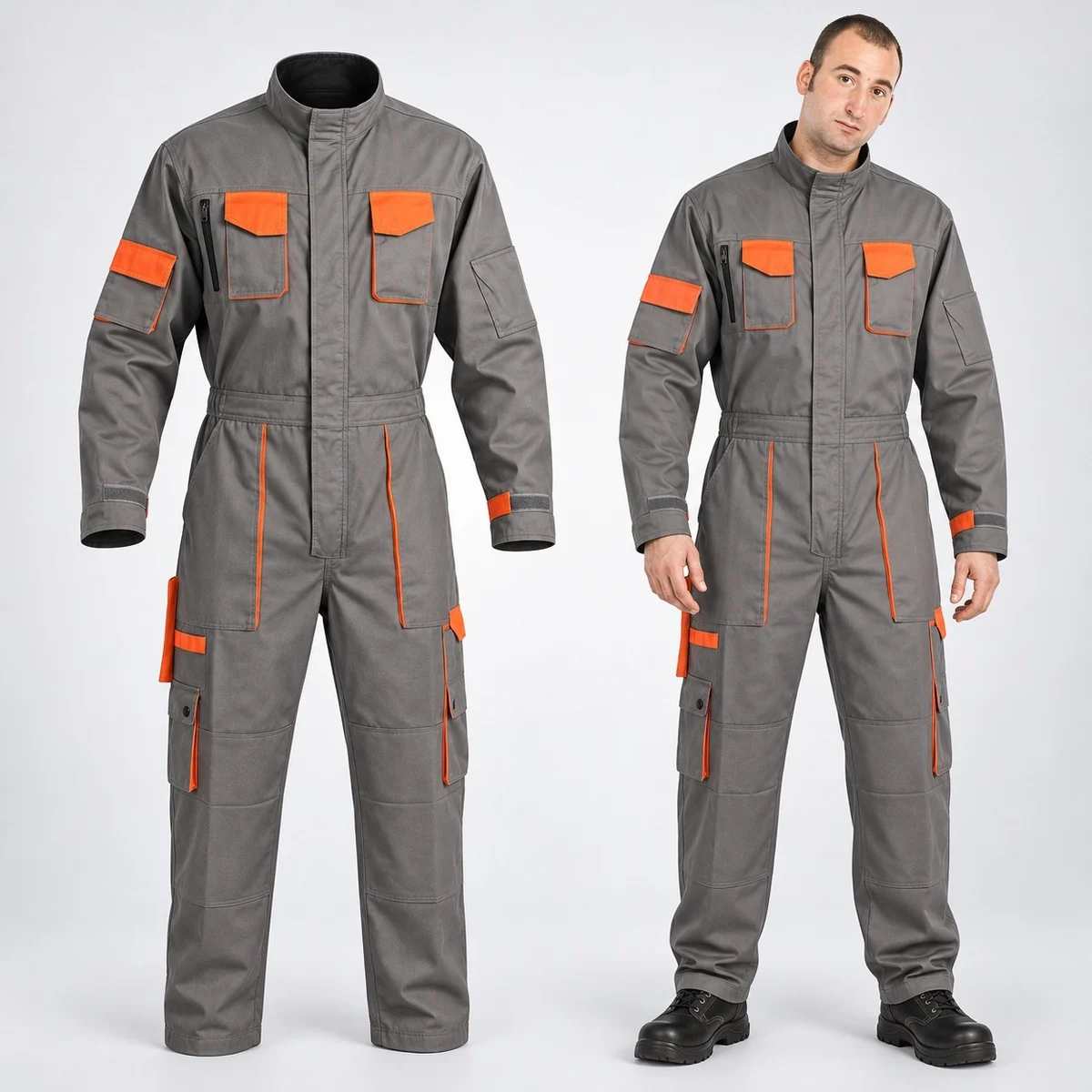 Grey and Orange Industrial Coverall