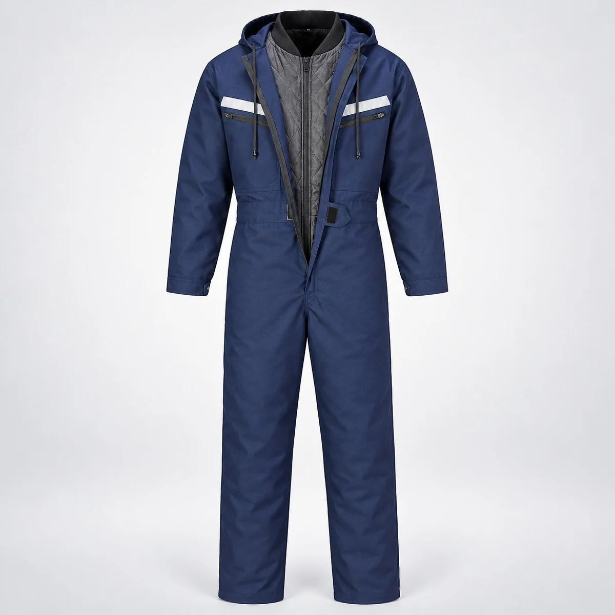 Mens Blue Hooded Industrial Coverall