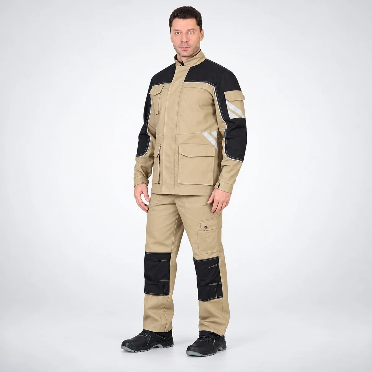 Beige and Black Industrial Uniform Set