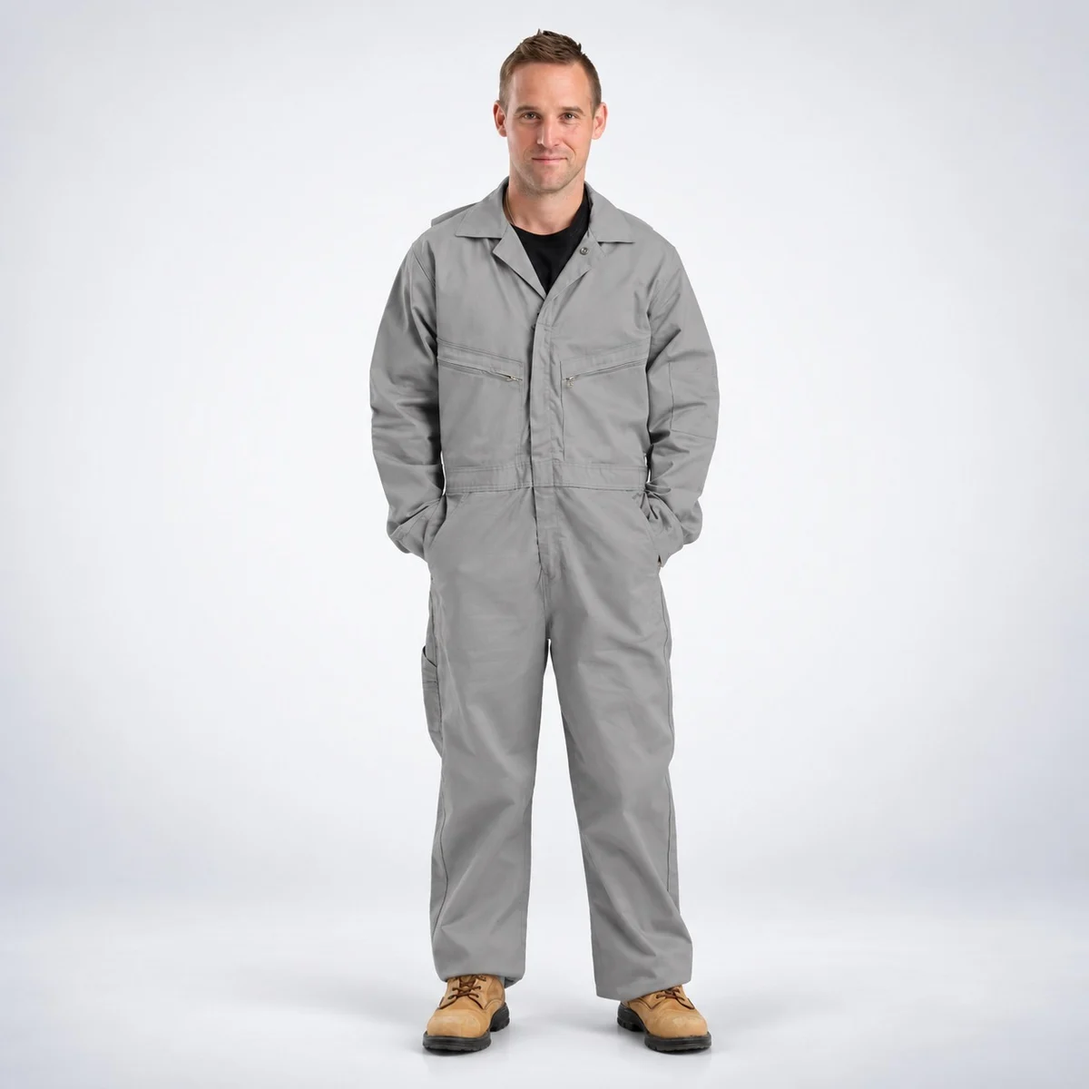 Grey Cotton Twill Industrial Coverall