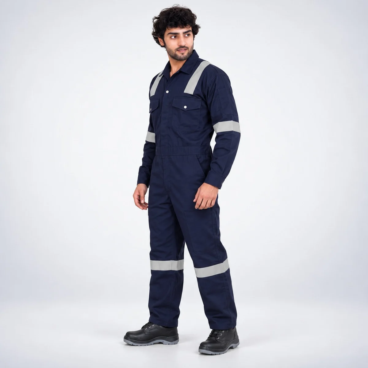 Navy Blue Cotton Twill Industrial Coverall