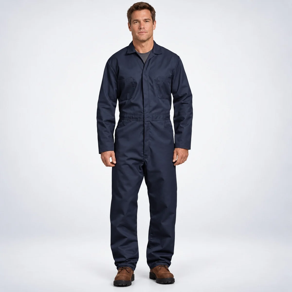 Navy Blue Cotton Twill Industrial Coverall