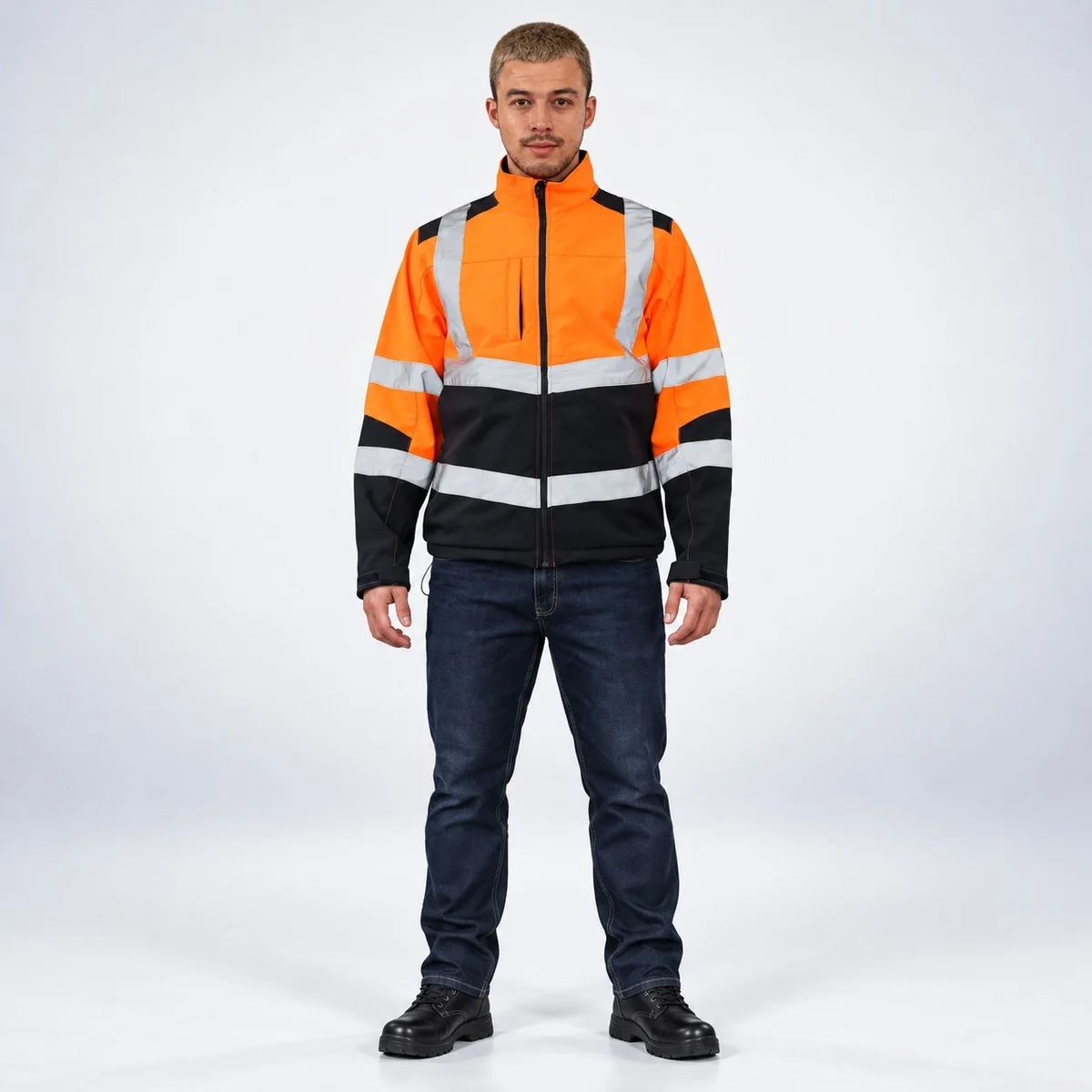 Orange and Black High Visibility Industrial Safety Jacket