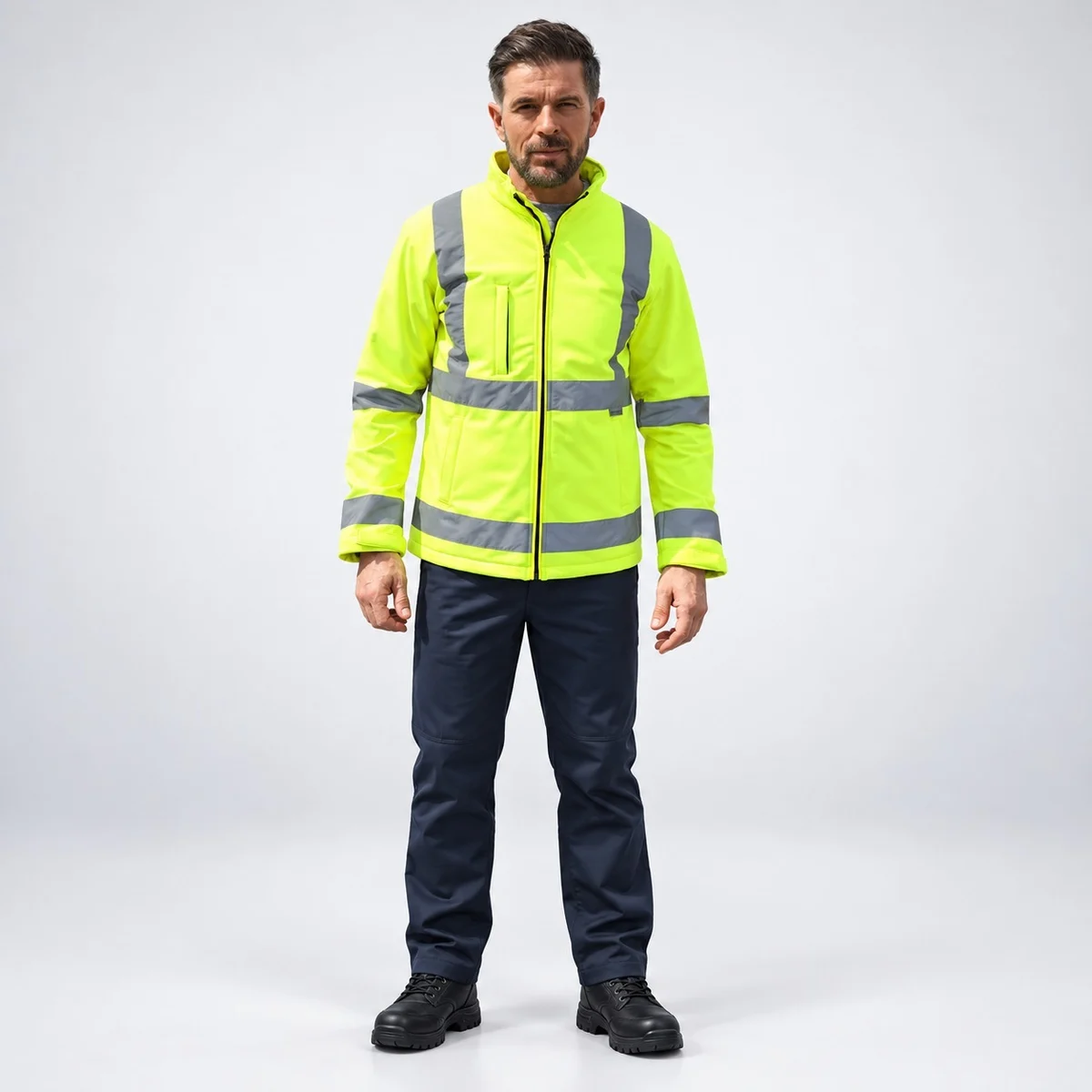 Neon Yellow and Navy Blue Hi-Vis Industrial Uniform Set