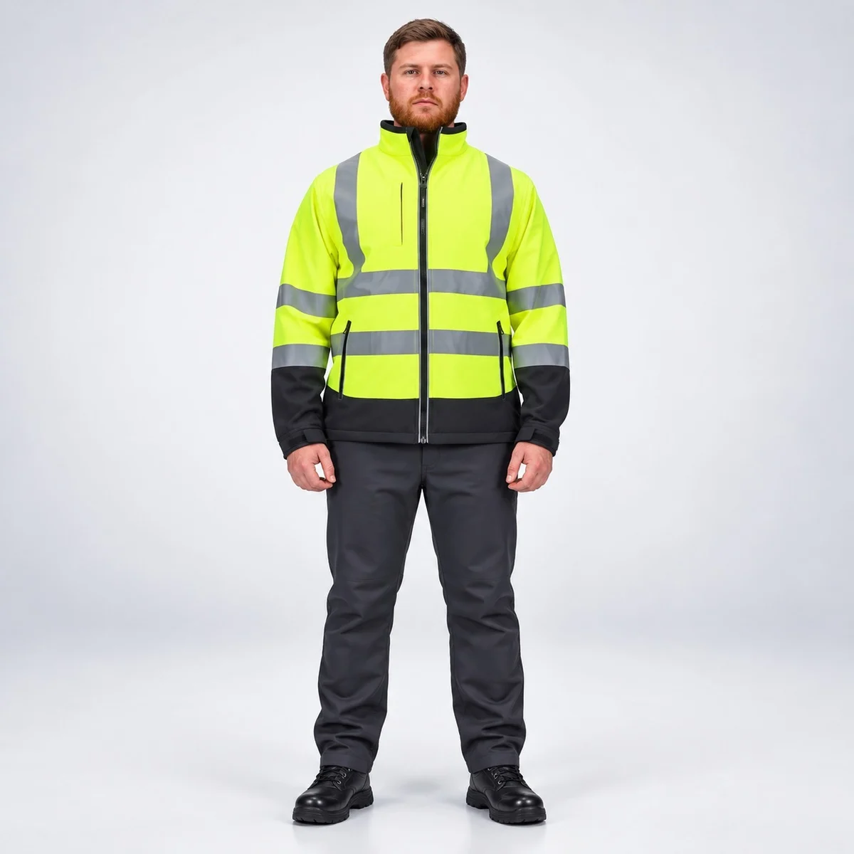Neon Yellow And Black High-Visibility Jacket And Trouser Set