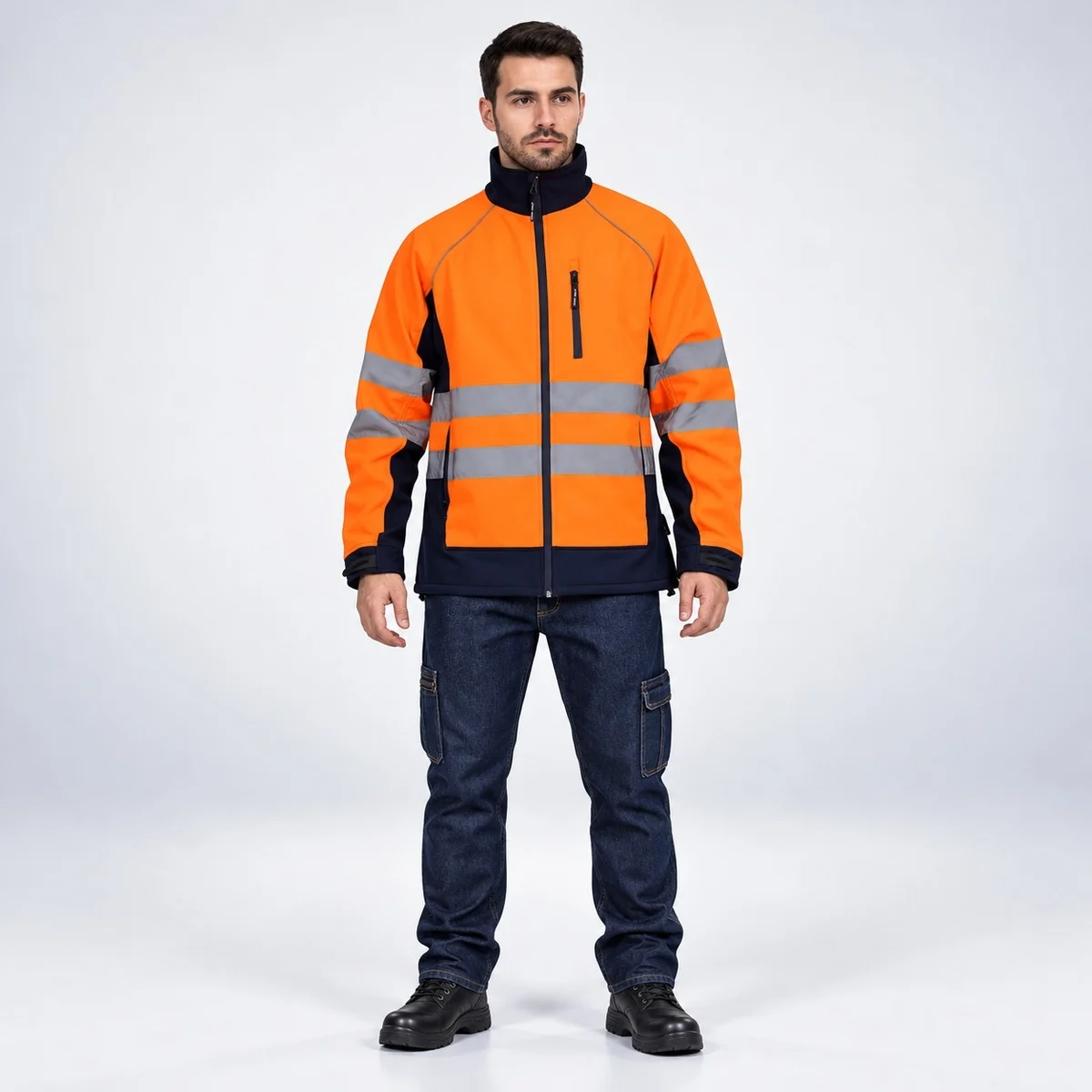 Orange and Navy High Visibility Safety Jacket