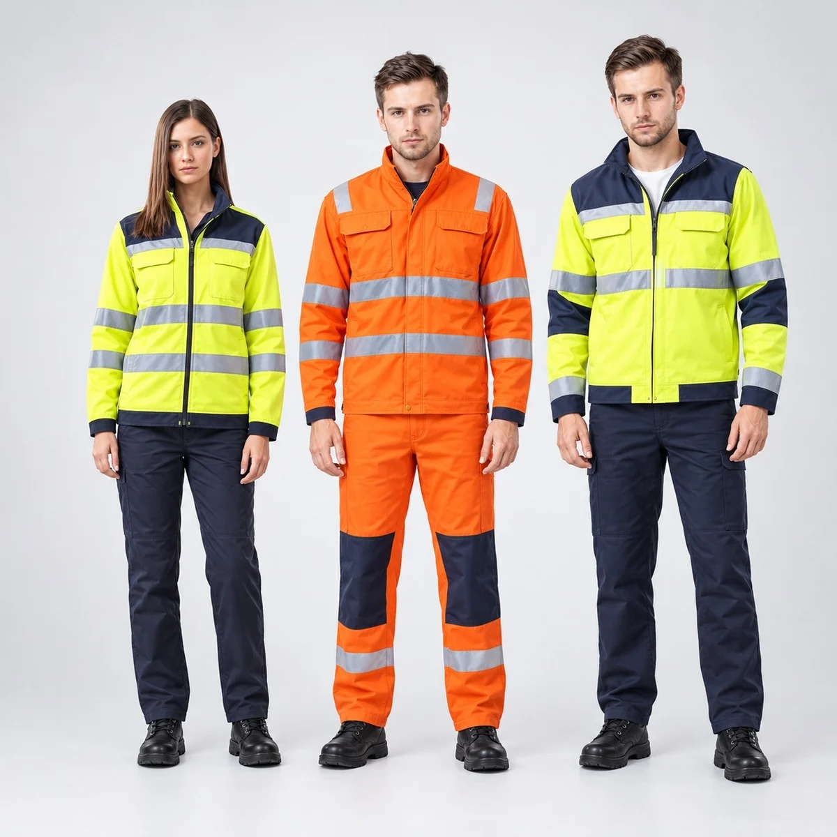 High-Visibility Industrial Safety Jacket and Trouser Set