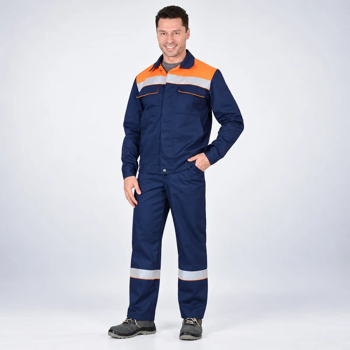 Navy Blue And Orange Industrial Uniform Set