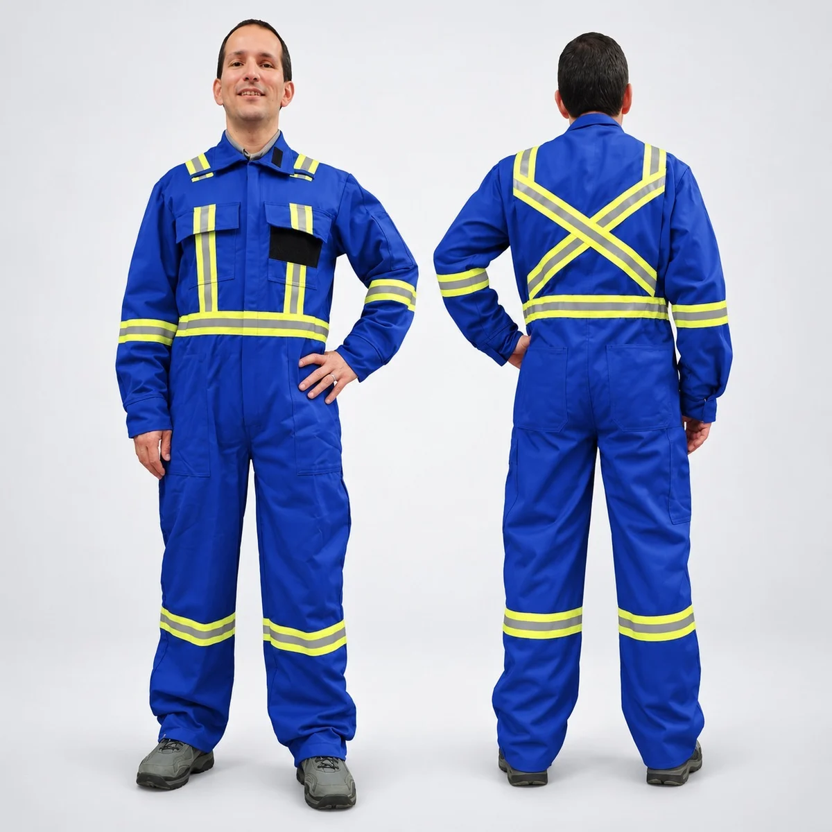 Mens Blue Industrial Coverall with Reflective Tape