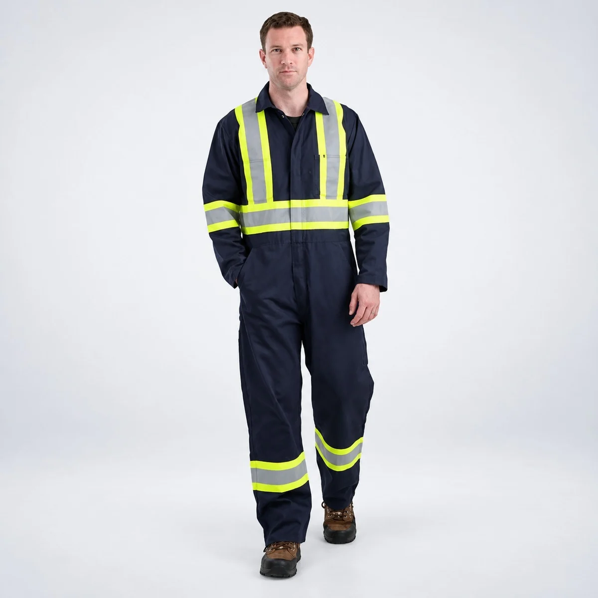 Navy Blue Safety Coverall with Reflective Tape