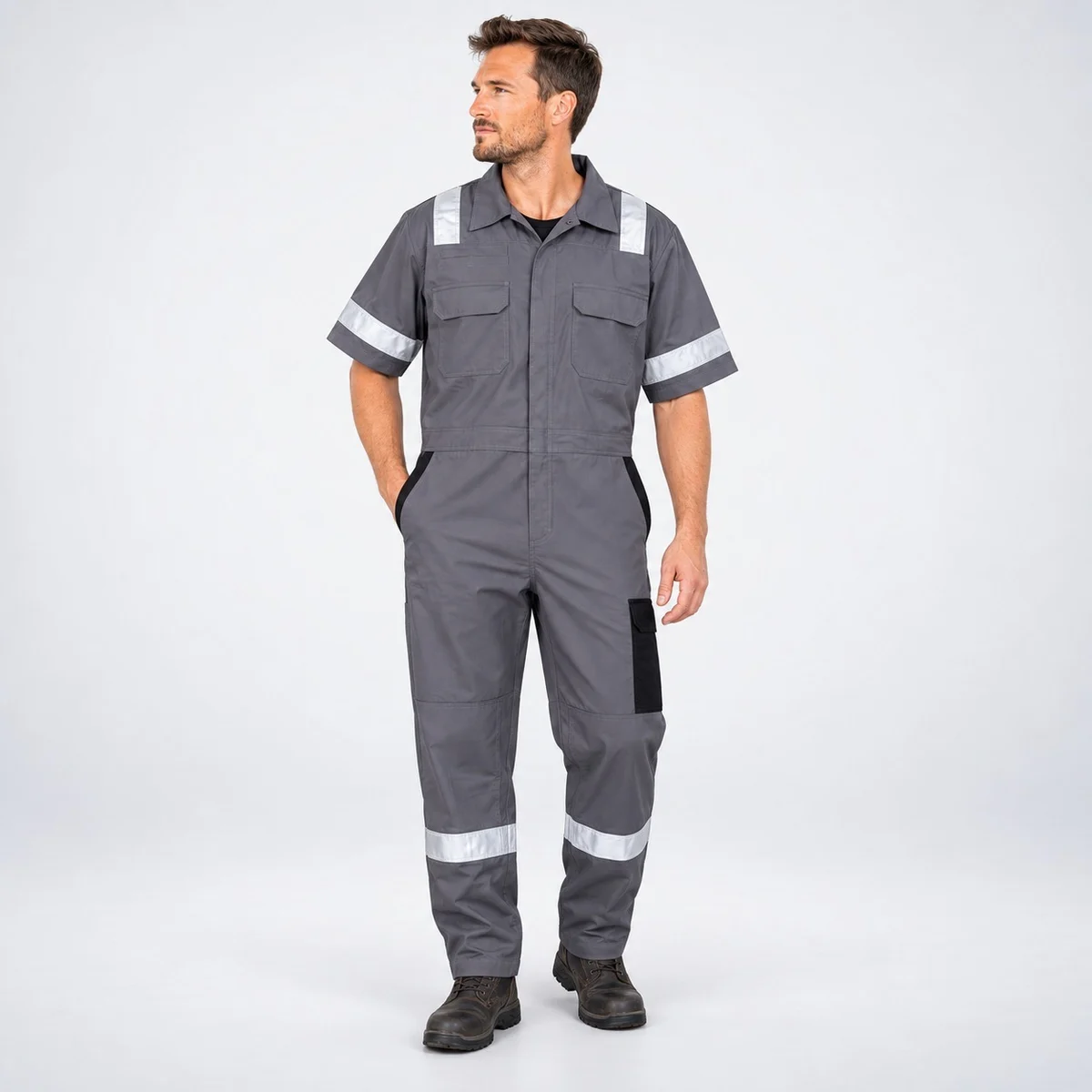 Grey Poly-Cotton Industrial Coverall