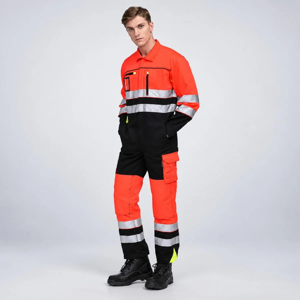 Orange and Black Industrial Safety Coverall