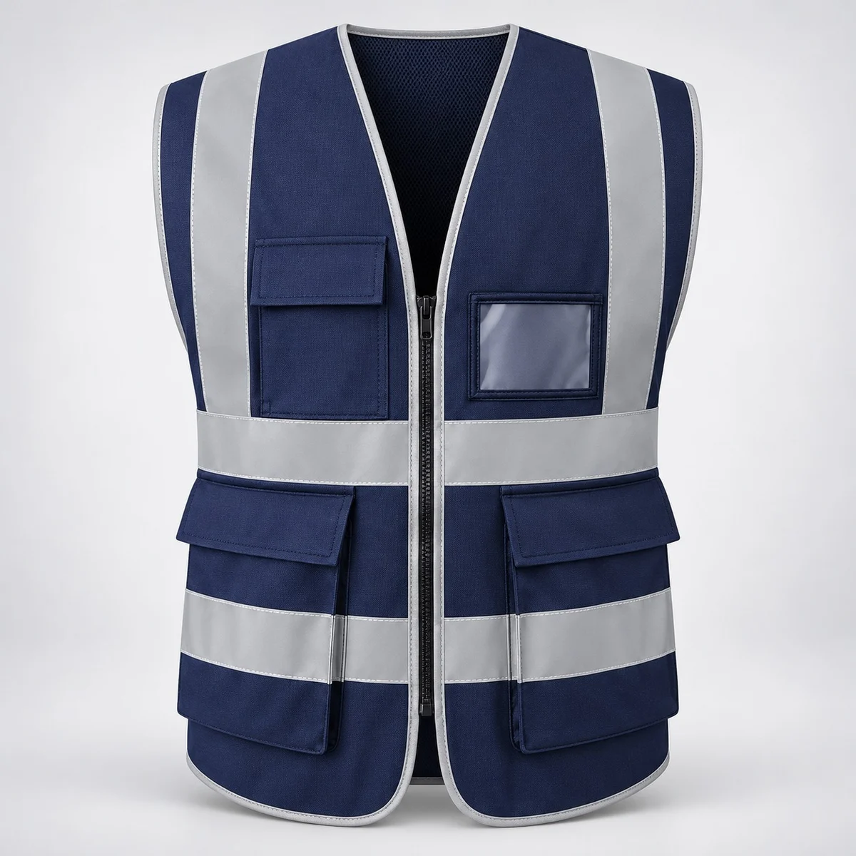 Navy Blue High Visibility Industrial Safety Vest