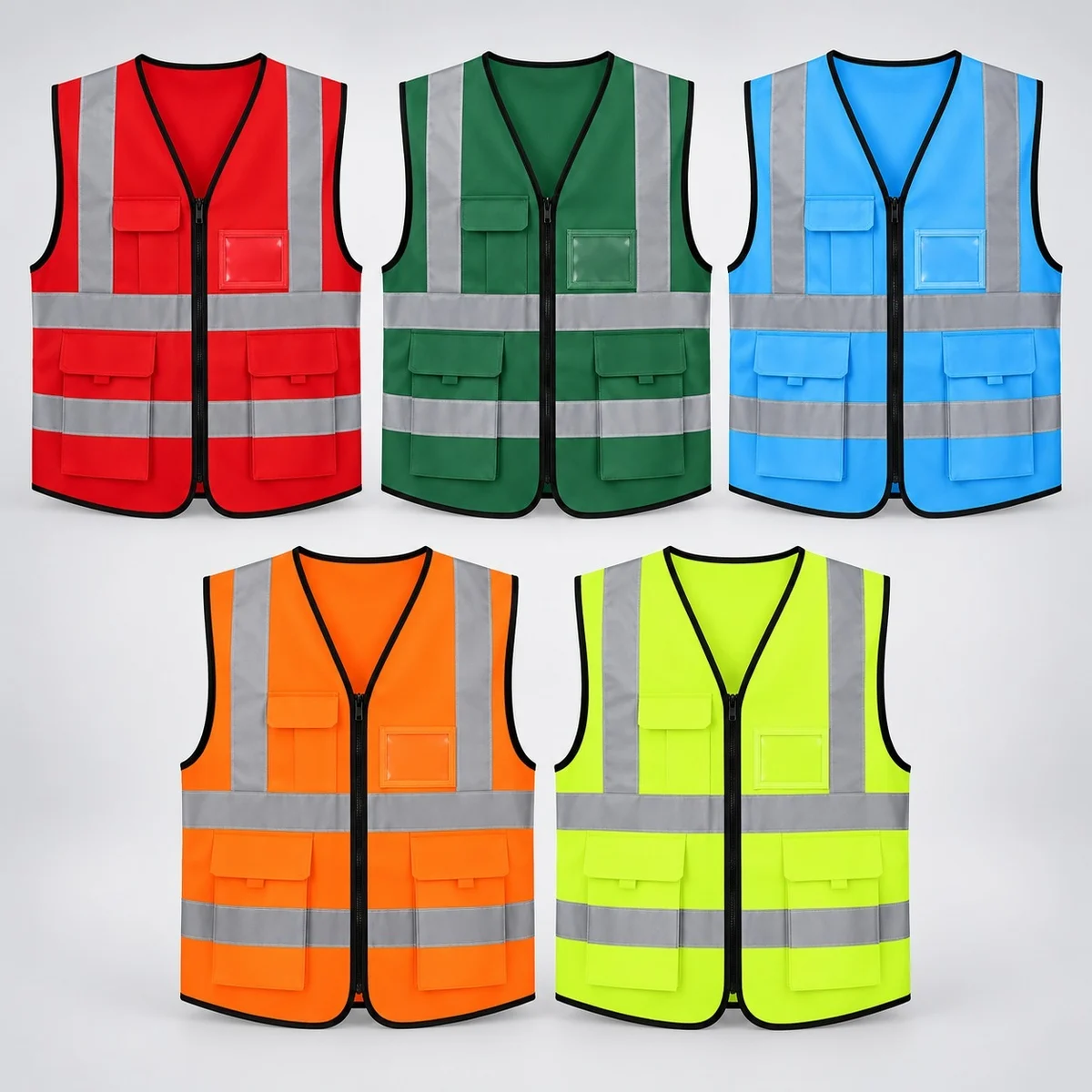 Multicolor High-Visibility Safety Vest with Pockets