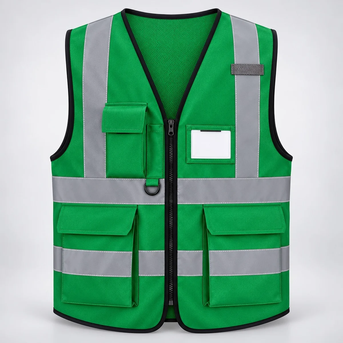Green Industrial High Visibility Safety Vest with Pockets