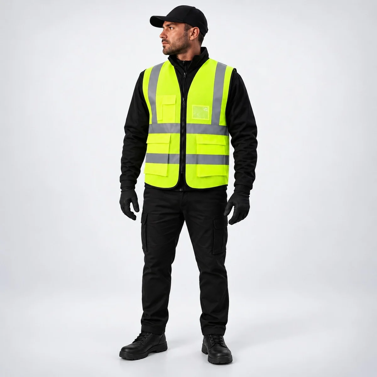 Neon Yellow High-Visibility Safety Vest