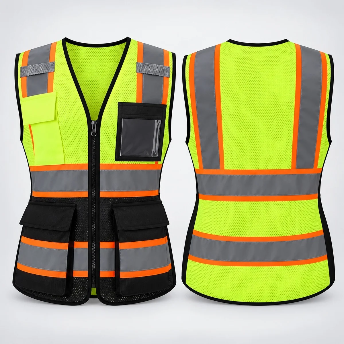 High-Visibility Industrial Safety Vest with Pockets