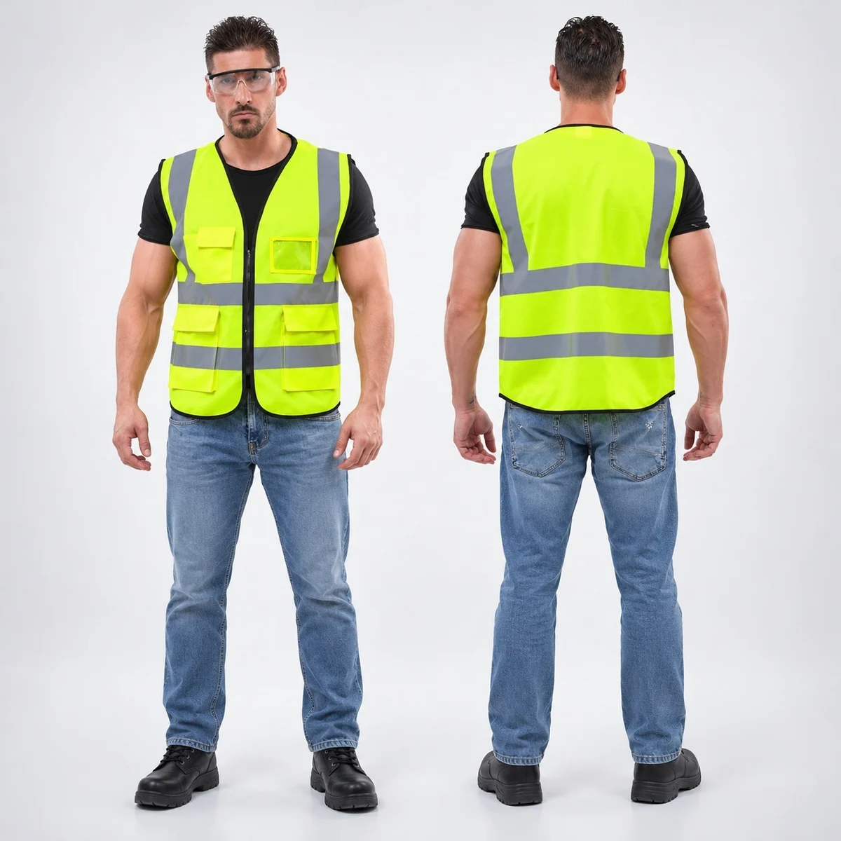 Fluorescent Yellow-Green Industrial Safety Vest