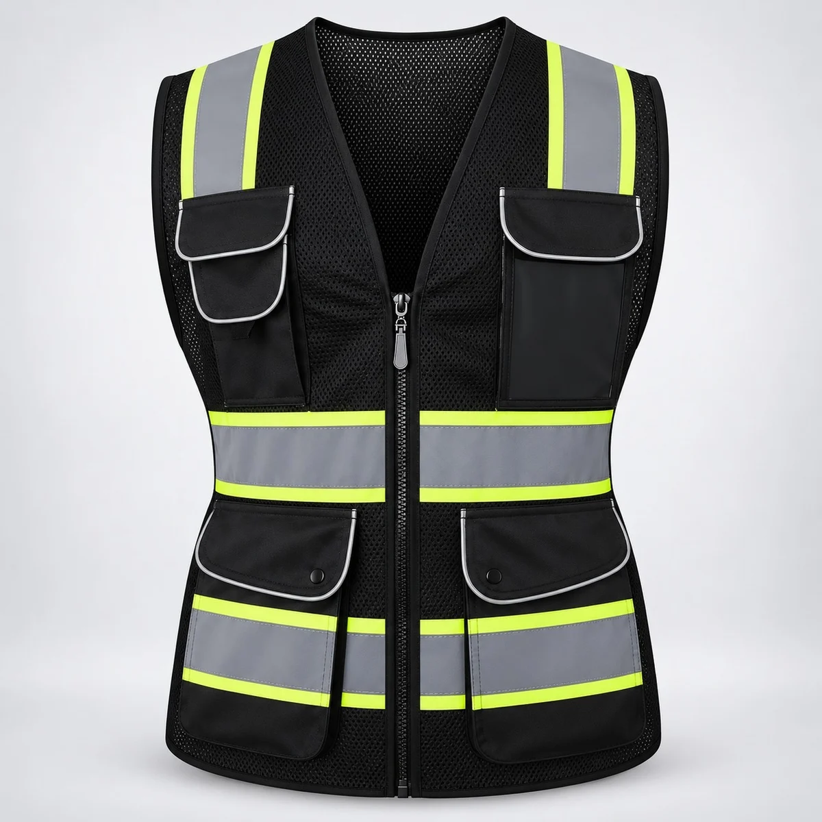 Black Mesh High-Visibility Safety Vest