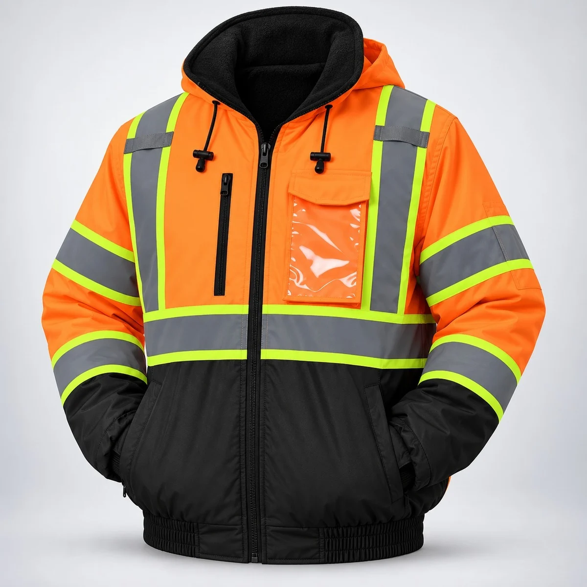 Industrial Hi-Vis Orange and Black Safety Jacket