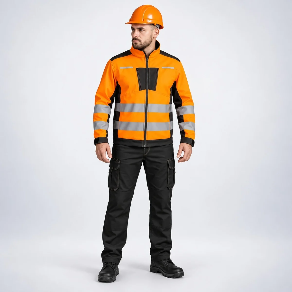 High-Visibility Orange And Black Industrial Workwear Set