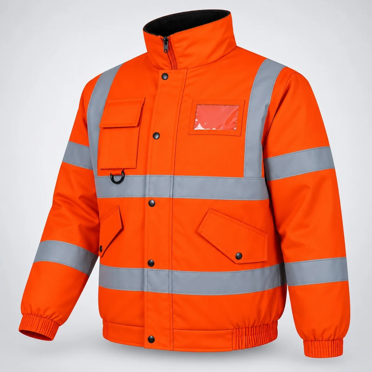 Mens Orange High Visibility Industrial Safety Jacket