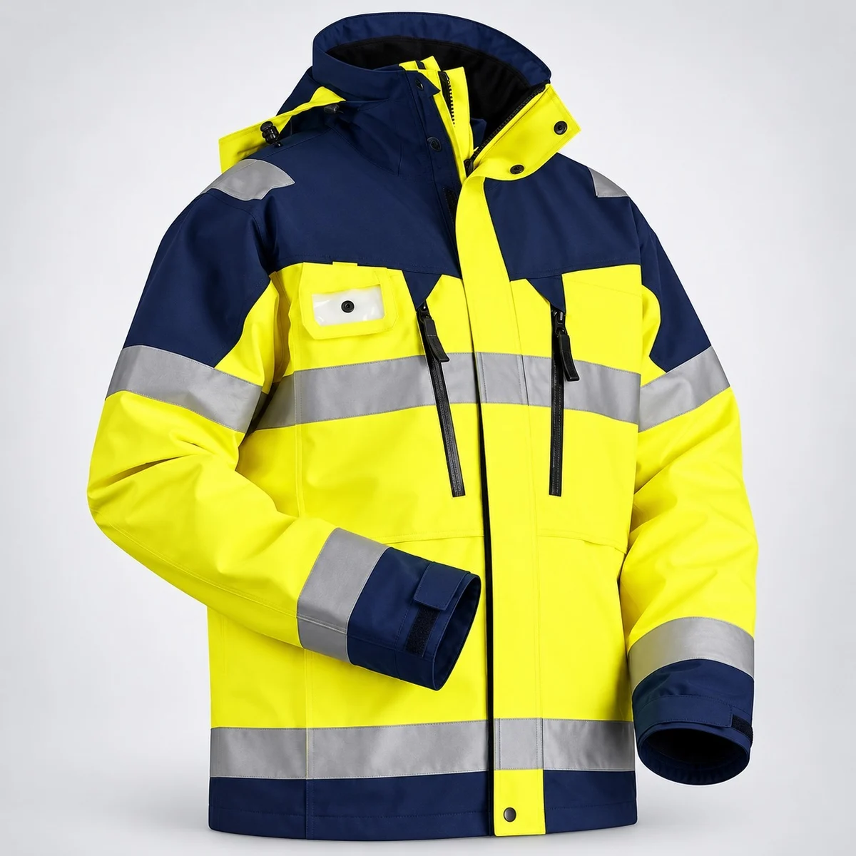 Yellow and Navy Blue Hi-Vis Industrial Jacket