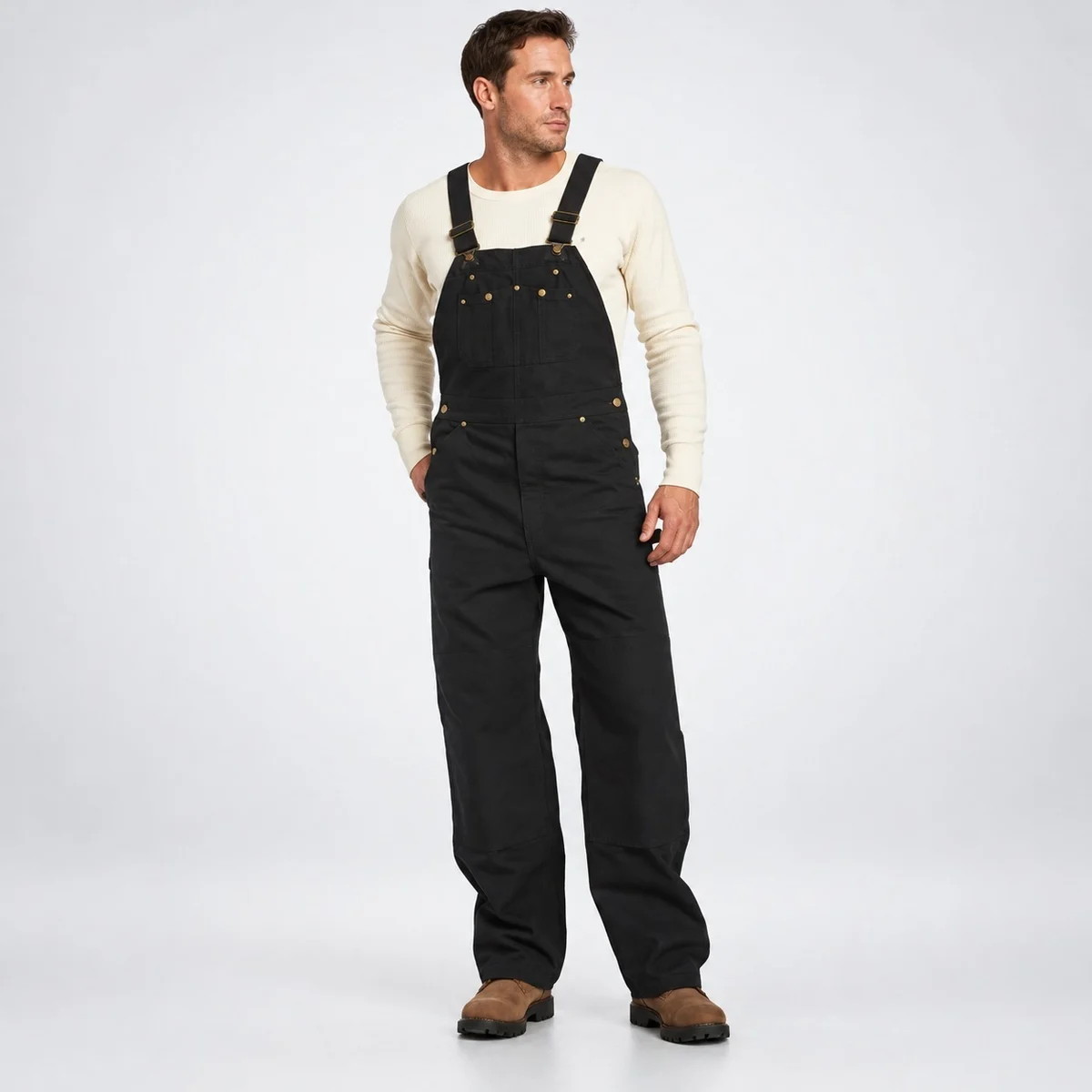 Heavy-Duty Black Cotton Duck Canvas Bib Overalls