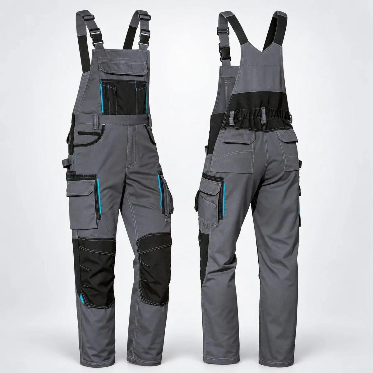 Grey and Black Industrial Workwear Overalls