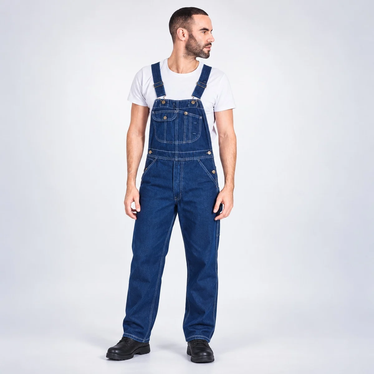 Mens Dark Blue Denim Industrial Overalls