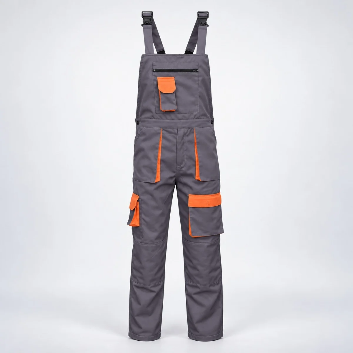 Grey and Orange Cotton Twill Industrial Bib Overalls